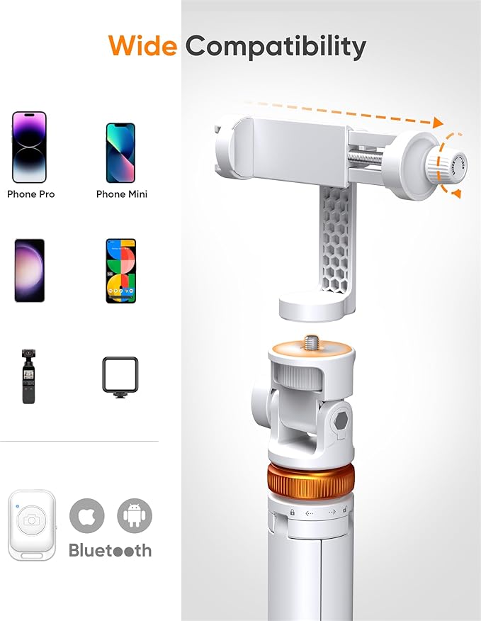 EUCOS 62" Tripod for iPhone, Sturdy Selfie Stick Tripod