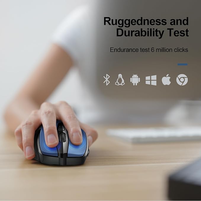 TECKNET Wireless Mouse Silent 4800 DPI Computer USB A & Bluetooth Mouse 6