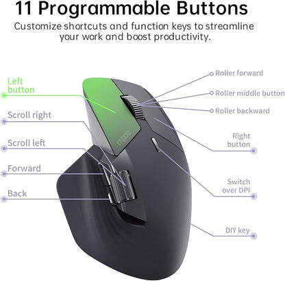 Rapoo MT760 Multi-Device Wireless Mouse, 11 Programmable Buttons, 4K DPI