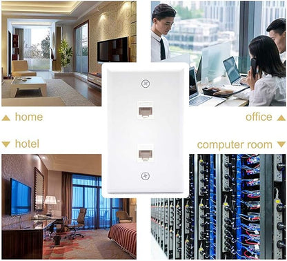 VCE 2-Port Ethernet Wall Plate, CAT6 Wall Plate and Jack, RJ45 Keystone Wall