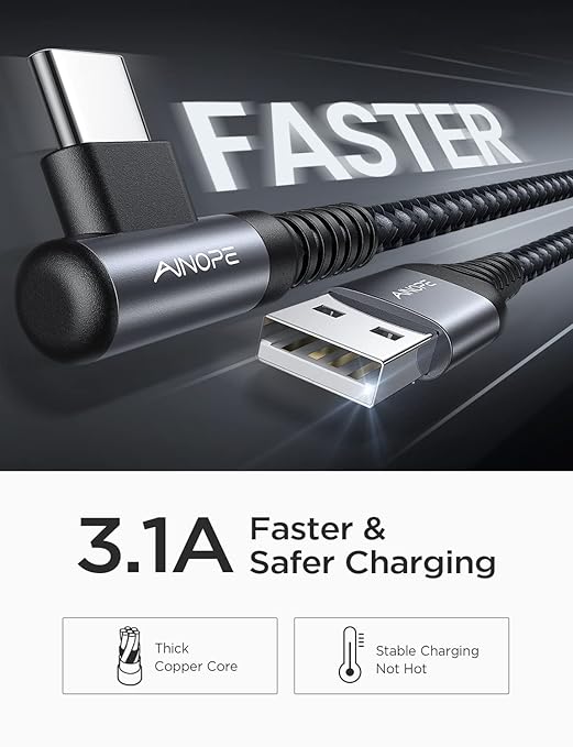 AINOPE 2 pac 1M Nylon Braided USB C Charging Cable Compatible
