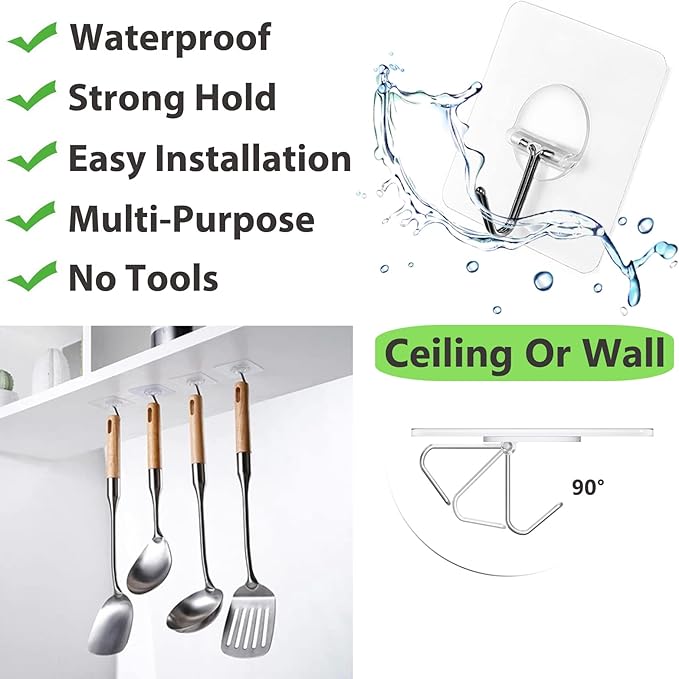 Adhesive Hooks for Hanging Heavy Duty Wall Hooks Self Adhesive Towel Coat Hooks