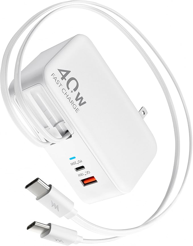 Retractable USB C Charger Wall Plug