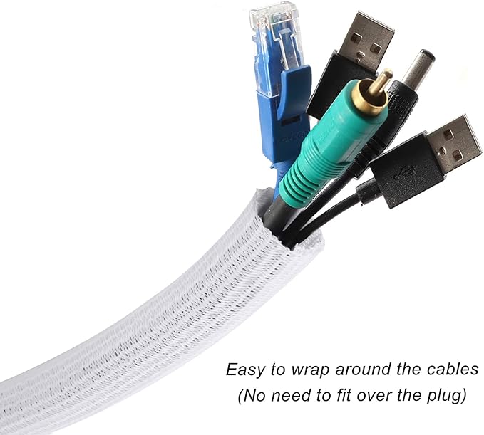 CrocSee 10ft - 1/2 inch Braided Cable Management Sleeve Cord Protector -