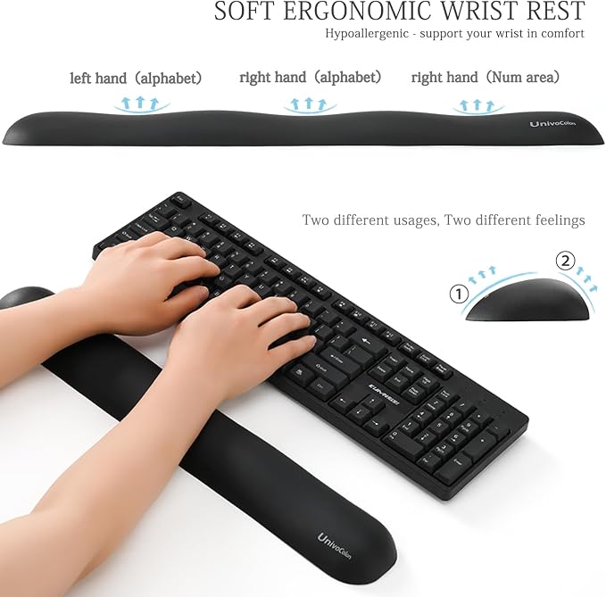 UnivoColors Design-Wave Set of Wrist Rest, Artificial Sheepskin+Memory