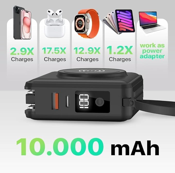 PWR Travel PRO 5-in-1 Power Bank – 10, 000mAh
