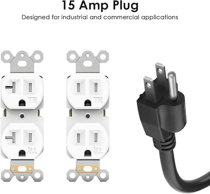 JUNNUJ 20 Amp Power Strip Heavy Duty 2 Pack, 4800J Surge Protector Metal Power