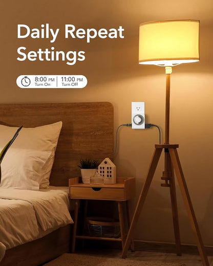 BN-LINK Timer Outlet with 2 Grounded Outlets, Mechanical Light Timers