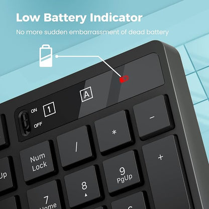 Wireless Keyboard and Mouse Combo, Lovaky 2.4G Full-Sized Ergonomic Keyboard