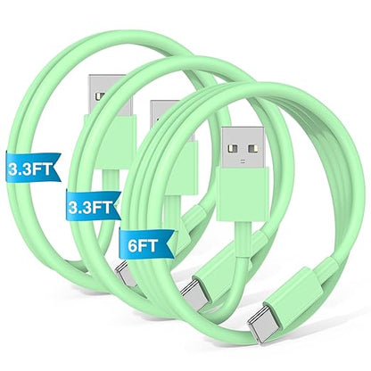 3-Pack Green USB A to USB C Cable，USB to USB C Car Carplay Cable