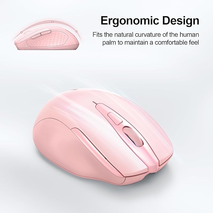 TECKNET Wireless Mouse Rechargeable 4800 DPI Silent USB A & Bluetooth Mouse 6