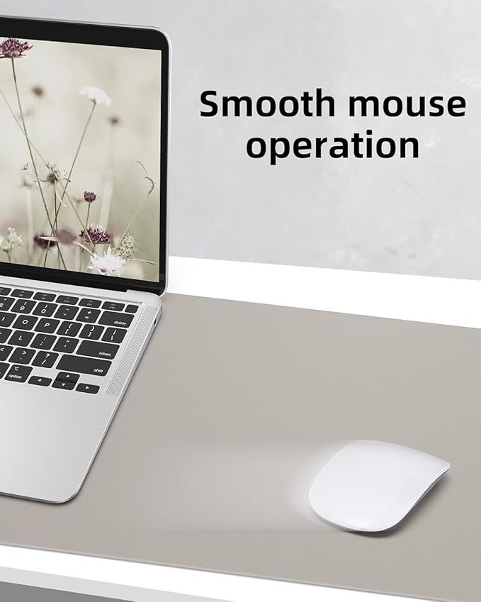 Leather Desk Pad Protector, Large Office Mat & Mouse Pad, Non-Slip Laptop Desk