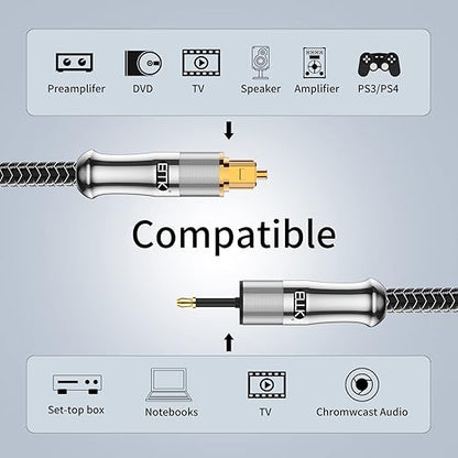 EMK 24K Gold-Plated Toslink to Mini Toslink Cable