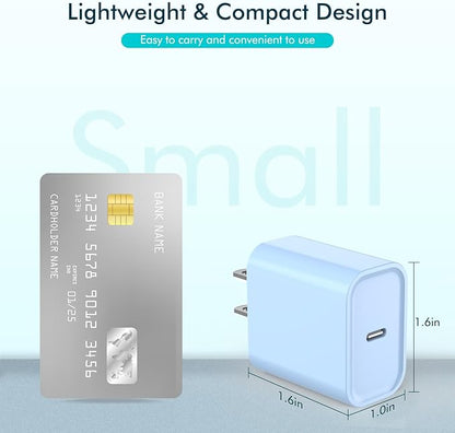 【Apple MFi Certified】20W USB C Fast Charger iPhone 16 15 Charge Block 3Pack 6