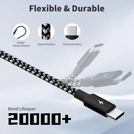 Multi Charging Cable, USB C Splitter Cable, 3 in 1 Fast Charging Cord