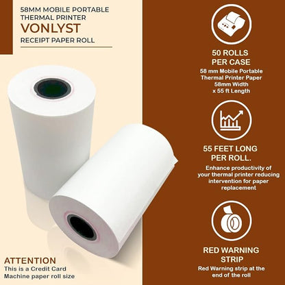 Receipt Paper Roll for 58mm Mobile Portable Thermal Printer
