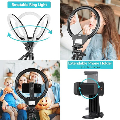 Sensyne 10'' Ring Light with 50'' Extendable Tripod Stand, LED Circle Lights