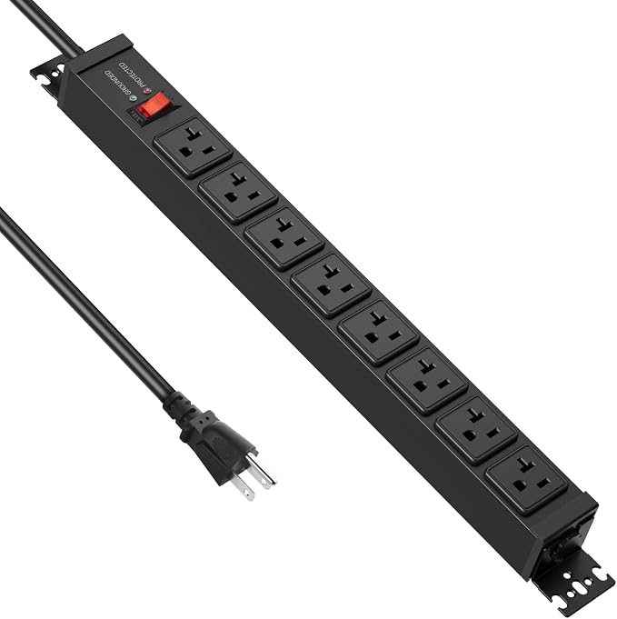 JUNNUJ 20 Amp Power Strip Surge Protector 4800J, Heavy Duty 8 Outlet Metal