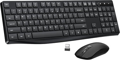 Wireless Keyboard and Mouse Combo, Lovaky 2.4G Full-Sized Ergonomic Keyboard