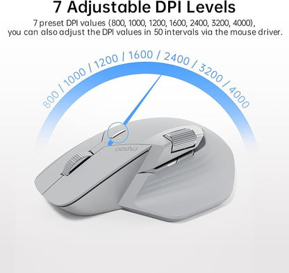 Rapoo MT760 Multi-Device Wireless Mouse, 11 Programmable Buttons, 4K DPI