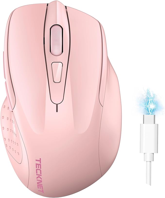 TECKNET Wireless Mouse Rechargeable 4800 DPI Silent USB A & Bluetooth Mouse 6