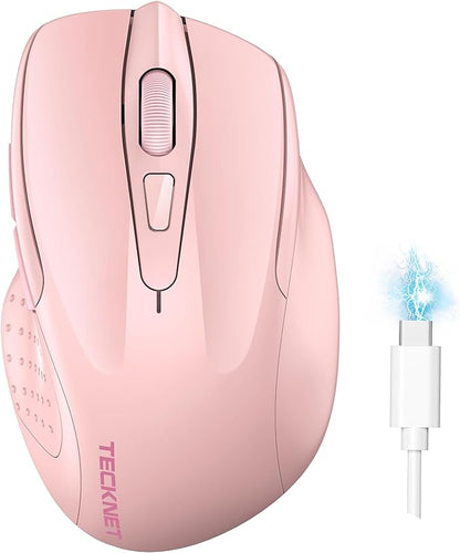 TECKNET Wireless Mouse Rechargeable 4800 DPI Silent USB A & Bluetooth Mouse 6
