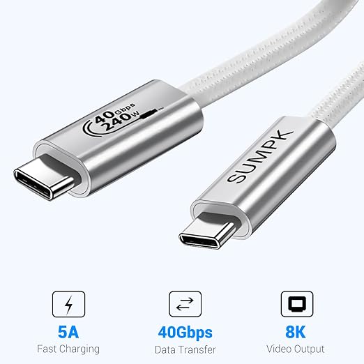 240W USB C Cable 6.6FT 2 Packs, USB4 Cable