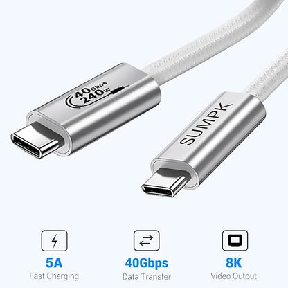 240W USB C Cable 6.6FT 2 Packs, USB4 Cable