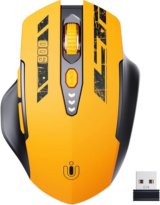 Wireless Mouse, Upgraded 2.4GHz Rechargeable Ergonomic Computer Mouse, 4 Levels