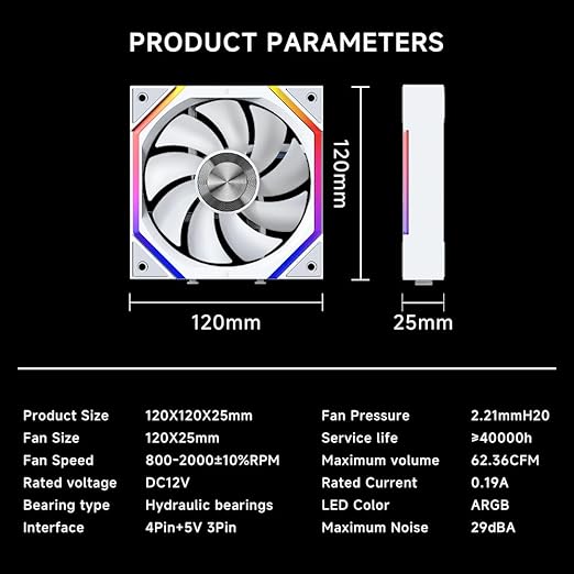 Jungle Leopard Galaxy 120mm PC Case Fan, ARGB and PWM Cooling Fans PC, Axle