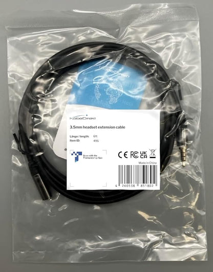 KabelDirekt – Headset Extension Cable – 6ft – Headphone Extension Cord