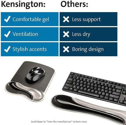 Kensington Mousepad and Wrist Rest, 11-2/5"Wx17-7/10"Lx1-7/10"H, GY Each
