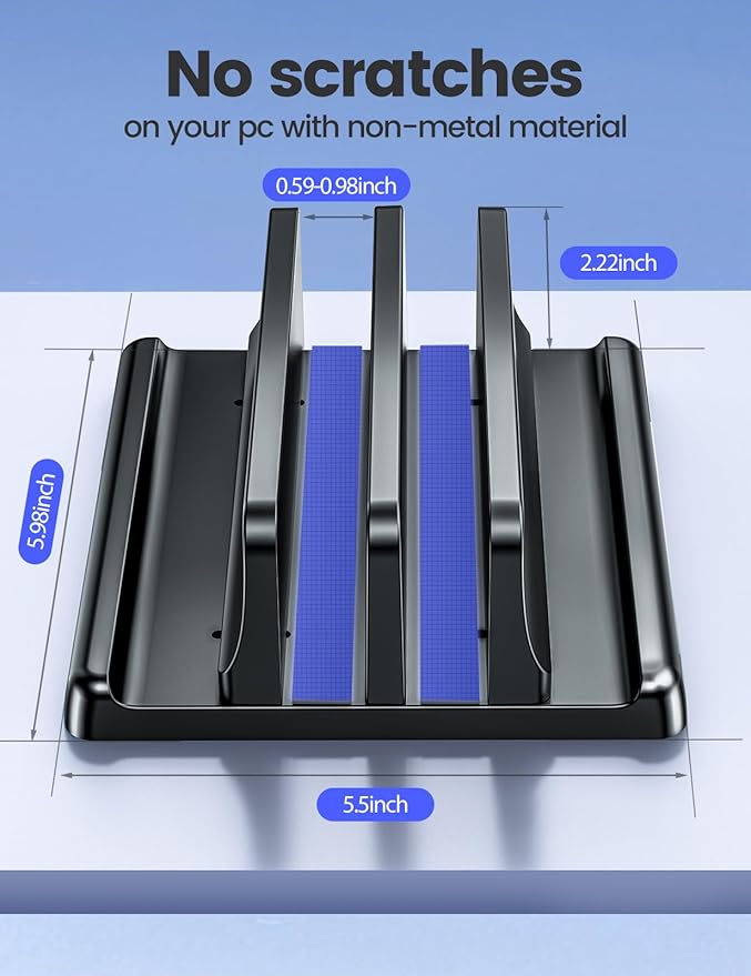 Vaydeer Vertical Laptop Stand for Desk, Dual Slots Plastic Laptop Holder