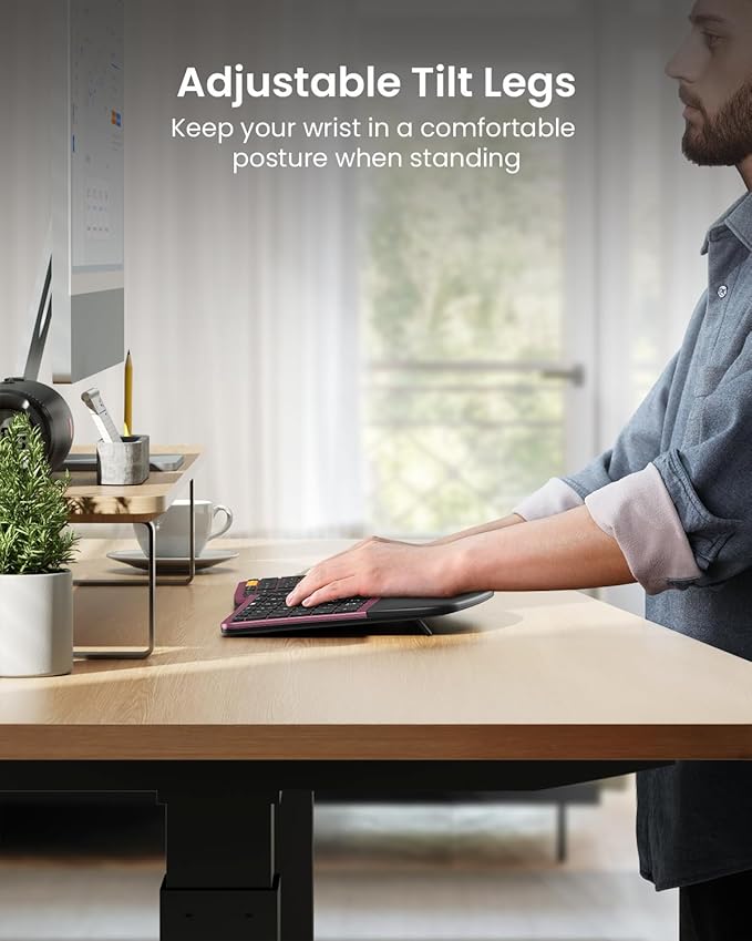 ProtoArc Ergonomic Wireless Keyboard Mouse, EKM01 Plus Full Size Ergo Bluetooth