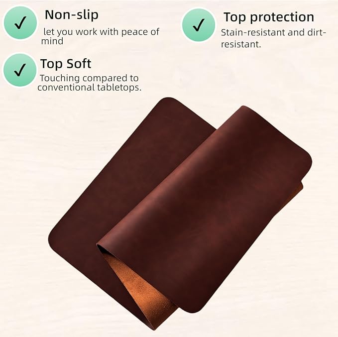 Leather Desk pad for Computer and laptops, Large Mouse pad and Keyboard mat
