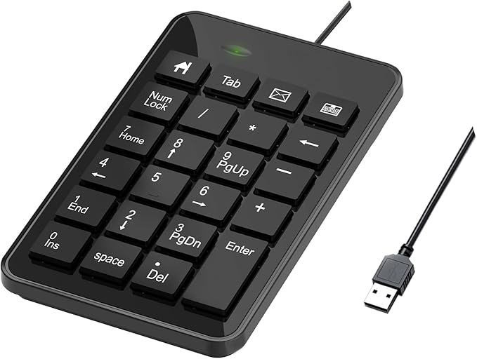 Wired Number Pad, USB Numpad 23 Key Numeric Keypad Financial Accounting
