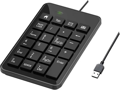 Wired Number Pad, USB Numpad 23 Key Numeric Keypad Financial Accounting