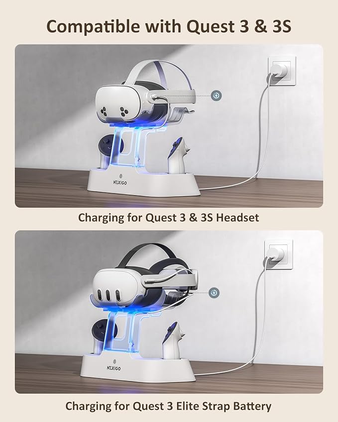 NexiGo Enhanced Charging Dock for Meta Quest 3 and 3S,