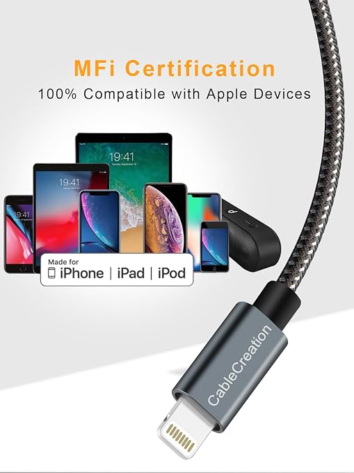 CableCreation Short iPhone Charger Cable 0.5FT/0.15m, USB A to Lightning Cable