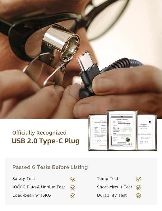 AINOPE USB to USB C Cable 3.1A Type C Charger Fast Charging, Right Angle USB to