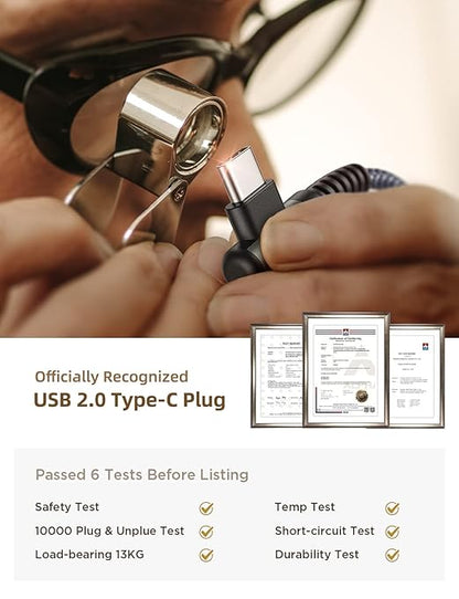AINOPE USB to USB C Cable 3.1A Type C Charger Fast Charging, Right Angle USB to