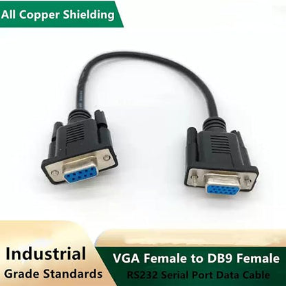 DB9 Female to VGA Female 15Pin Three-Row Signal Transmission Cable, VGA to DB9