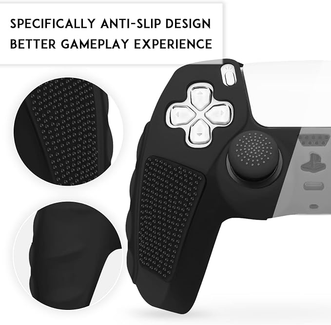 SIKEMAY Anti-Slip PS5 Controller Skin, Soft Thicken Non-Slip Studded Silicone