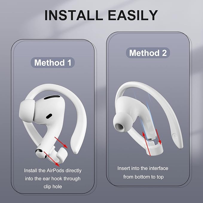 2 Pairs AirPods Ear Hooks for AirPods Pro 2, AirPods Pro, AirPods 4, 2 & 1