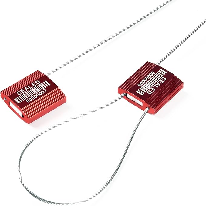 100 Red Steel Cable Seals With Barcode