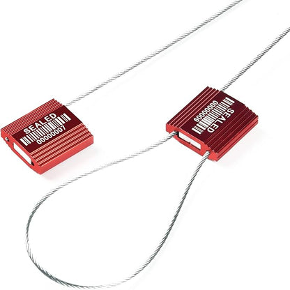 100 Red Steel Cable Seals With Barcode