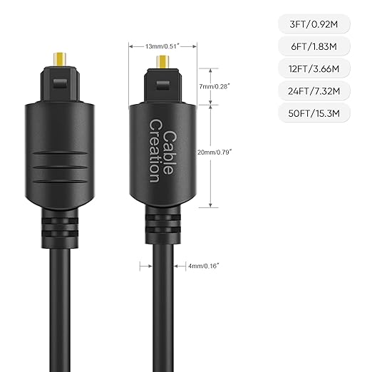 CableCreation Optical Audio Cable, 3 Feet Fiber Optic Cable