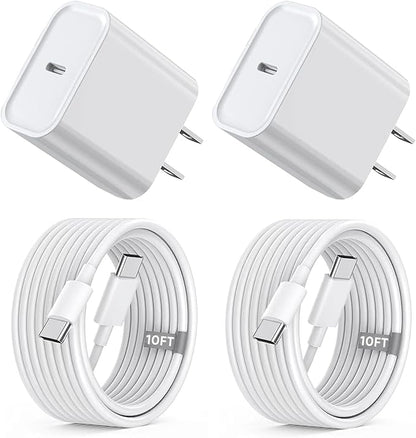 iPhone 15 16 Charger Fast Charging, Extra Long 10FT USB C to USB C Cable 20W