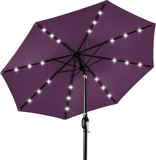 Best Choice Products 10ft Solar Polyester LED Lighted Patio Umbrella w/Tilt Adjustment and UV-Resistant Fabric