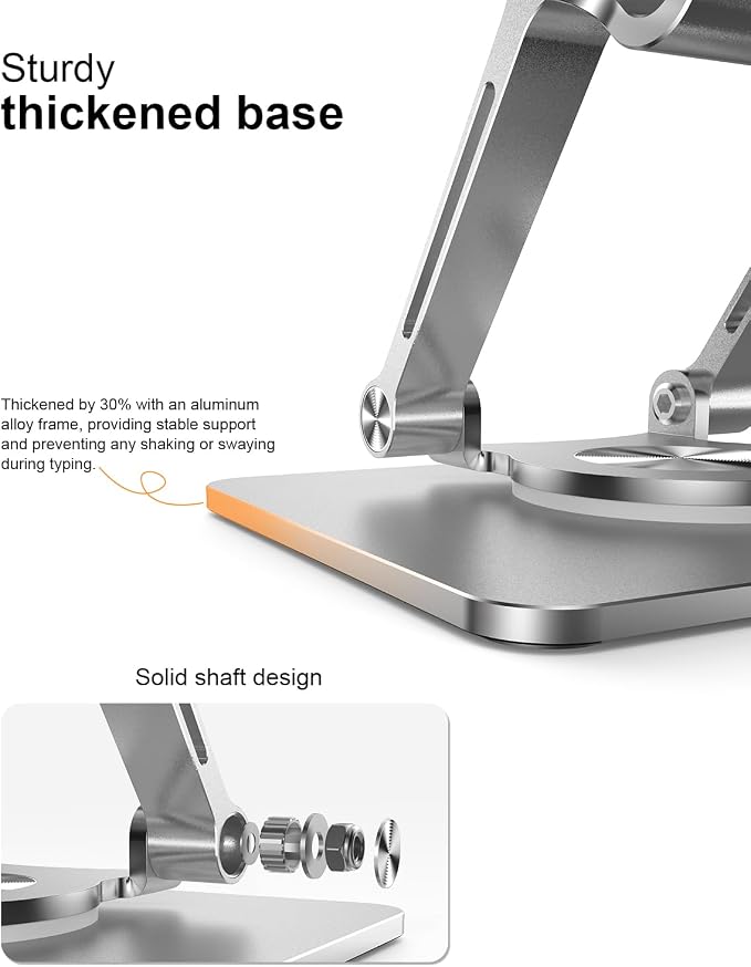 Tablet Stand Holder with Thickened 360°Rotating Base Dual Rod Adjustable